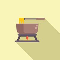 Icon of a cheese fondue set with a dipping fork over a burner vector