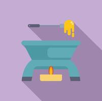 Fondue pot is being heated by a small candle and is ready for dipping vector