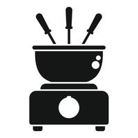 Chocolate fondue pot warming melted chocolate on burner vector