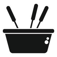 Plastic container holding chocolate fountain fondue vector
