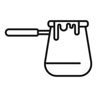 Hot turkish coffee pot boiling over with handle extending out to the side vector