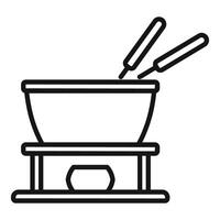 Traditional cheese fondue set with two forks ready for dipping vector