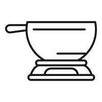 Empty modern fondue pot warming on a stove vector