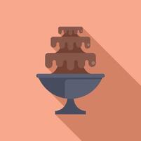 Chocolate fountain flowing on a stand with long shadow vector