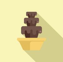 Chocolate fountain cascading down layers in flat design style vector