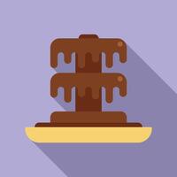 Chocolate fountain dripping over three tiers on purple background vector