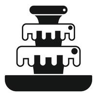 Three level water fountain pouring into basin icon vector