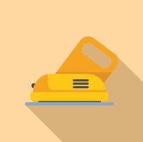 Yellow electric iron with long shadow is standing on the surface vector