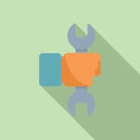 Hand holding wrench fixing problem solving concept illustration vector