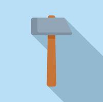Construction hammer with wooden handle casting long shadow vector