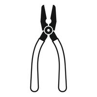 Black silhouette of pliers with rubber handles for working with electricity vector