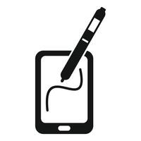 Digital signature on mobile phone with stylus pen icon vector
