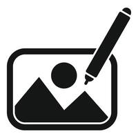 Digital drawing tablet being used to create simple landscape vector