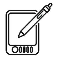 Stylus pen hovering over digital notepad screen taking notes vector
