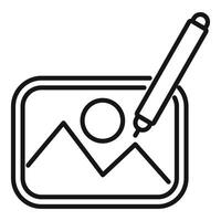 Designer using a digital pen on a tablet, creating a landscape design vector