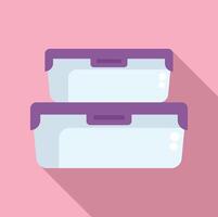 Two empty rectangular plastic lunch boxes stacked on top of each other vector
