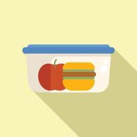 Lunchbox containing apple and hamburger for healthy eating habits vector