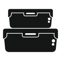 Stack of plastic lunch boxes for healthy meal prep vector