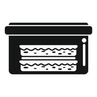 Closed plastic container storing two tier cake for celebration vector