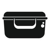 Black lunchbox icon, simple style vector