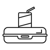 Lunchbox with soda can and straw icon for food storage vector