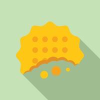 Round cracker crumbling, creating crumbs, in flat design style vector