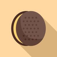 Chocolate cookie being opened showing cream filling vector