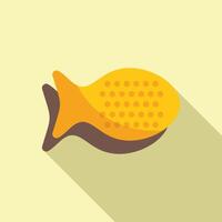 Yellow fish shaped cracker casting long shadow on yellow background vector