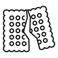 Square cracker breaking apart line icon, snack time vector