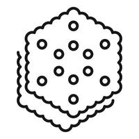 Square cracker with holes lying on another cracker line icon vector