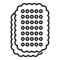 Square cracker presenting its delicious chocolate chips in line art style vector