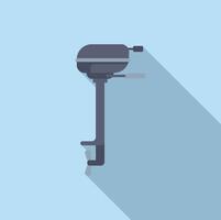 Boat motor hanging on blue background with long shadow is representing motor boats and yachting vector