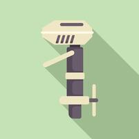 Boat motor casting a long shadow on green background vector