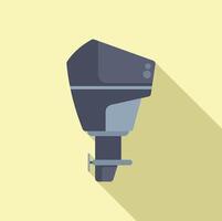 Powerful boat engine standing upright with long shadow vector