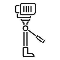 Professional camera standing on tripod with control handle icon vector