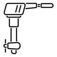 Boat motor with propeller rotating in water icon outline vector