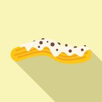 Churro pastry lying on white cream with chocolate chips topping vector