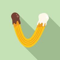 Delicious churro dipped in chocolate and cream forming a v shape vector