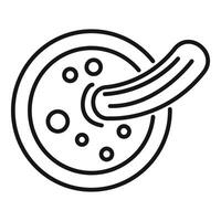 Line icon of a petri dish with bacteria, representing a scientific experiment vector