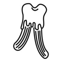Tooth decaying with long roots icon, simple style vector
