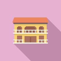 Two storey building with balconies is casting long shadow vector