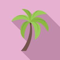 Green palm tree casting long shadow on pink background vector