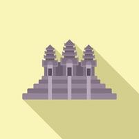 Ancient stone temple building standing on yellow background vector