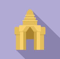 Ancient indian temple with long shadow on purple background vector