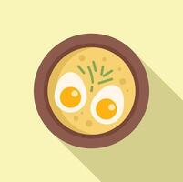 Creamy soup with eggs and chives appetising dinner vector