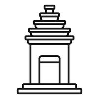 Balinese temple gate with multi tiered roof line art drawing vector