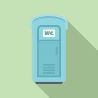 Blue portable toilet showing wc sign on green background vector