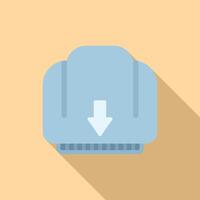 Download button with arrow pointing down and long shadow vector