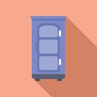 Blue retro fridge standing in the room with long shadow vector