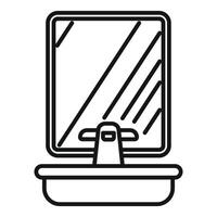Square bathroom mirror standing on a shelf being cleaned with wipes vector